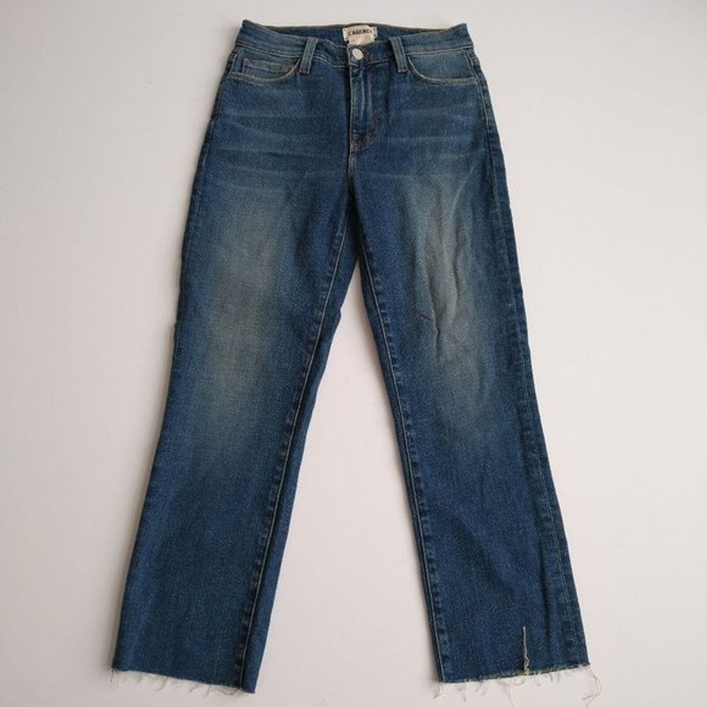 L'agence Womens Jeans 25 Blue Cropped Raw Hem Straight‎ Leg